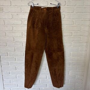 Vintage Margaret Godfrey Brown Suede Straight Leg Trouser Pant Women's Size 4
